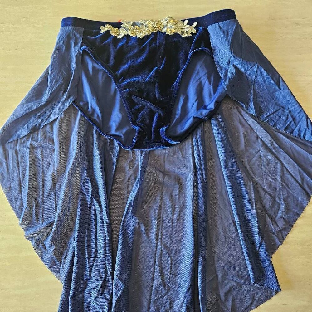 Weissman NWOT adult extra large blue velvet dance skirt lyrical tap contemporary